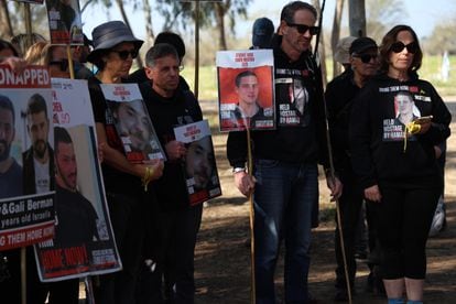 Un momento de la marcha de los familiares de los Rehenes que continúan secuestrados en Gaza.
