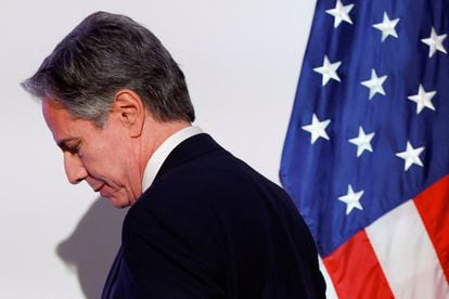 El secretario de Estado de EE UU, Antony Blinken, en la reunión de Ministros de Asuntos Exteriores del G7 en Capri, Italia, el 19 de abril. 